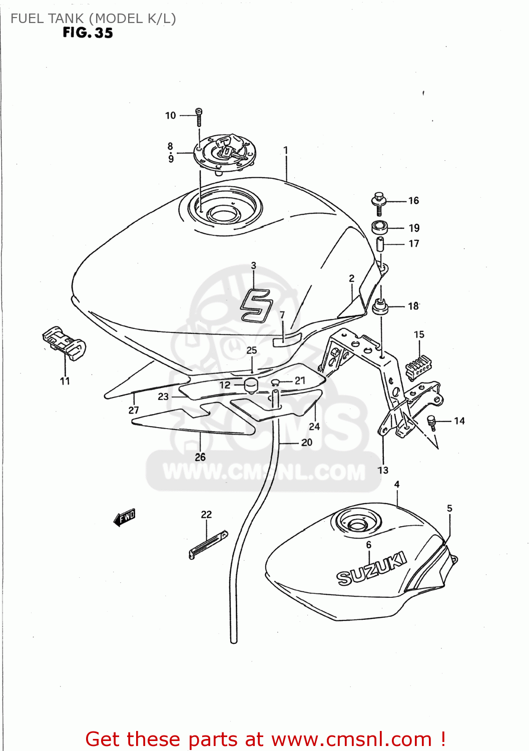 FUEL TANK (MODEL K/L) GSX750F KATANA 1989 (K) USA (E03)