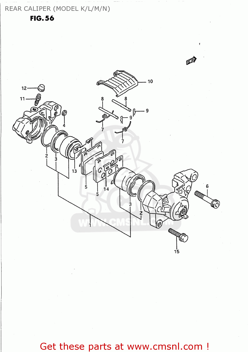REAR CALIPER (MODEL K/L/M/N) GSX750F KATANA 1989 (K) USA (E03)