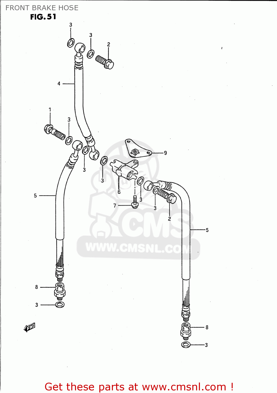 FRONT BRAKE HOSE GSX750F KATANA 1990 (L) USA (E03)