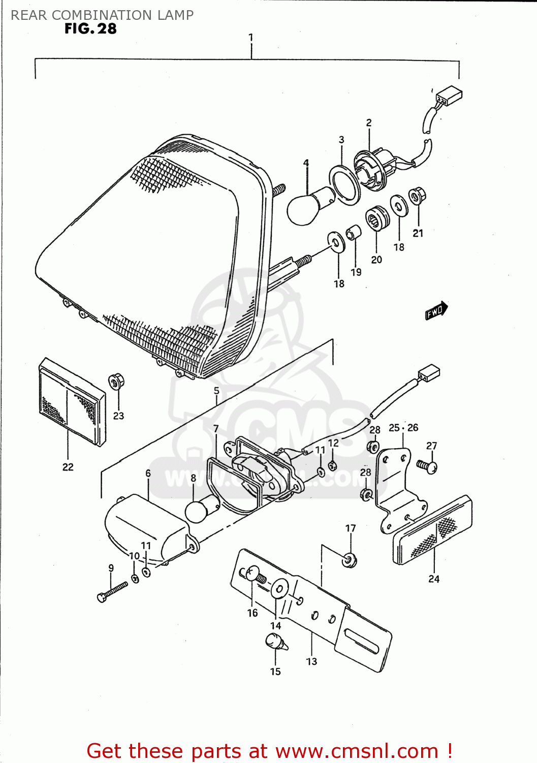 REAR COMBINATION LAMP GSX750F KATANA 1990 (L) USA (E03)