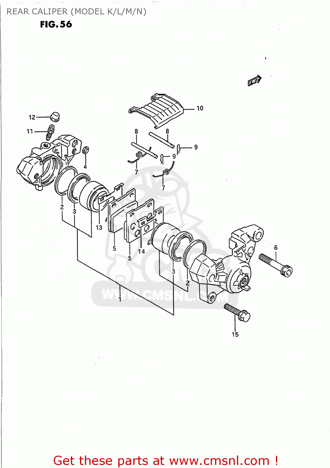 REAR CALIPER (MODEL K/L/M/N) GSX750F KATANA 1991 (M) USA (E03)