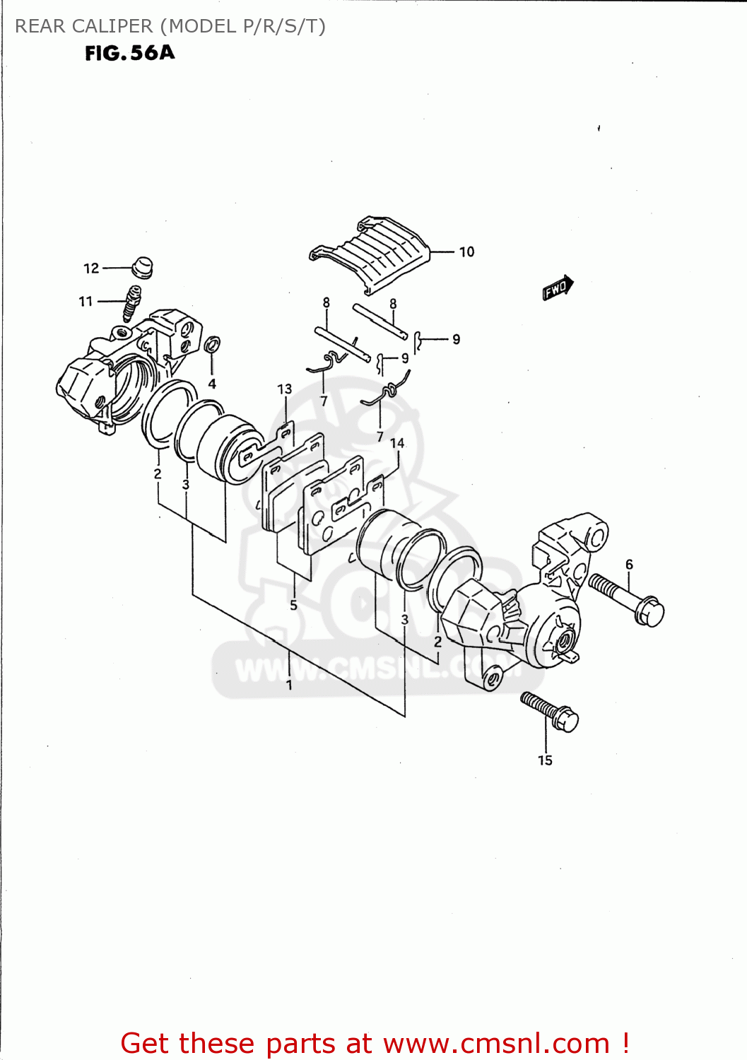 REAR CALIPER (MODEL P/R/S/T) GSX750F KATANA 1991 (M) USA (E03)