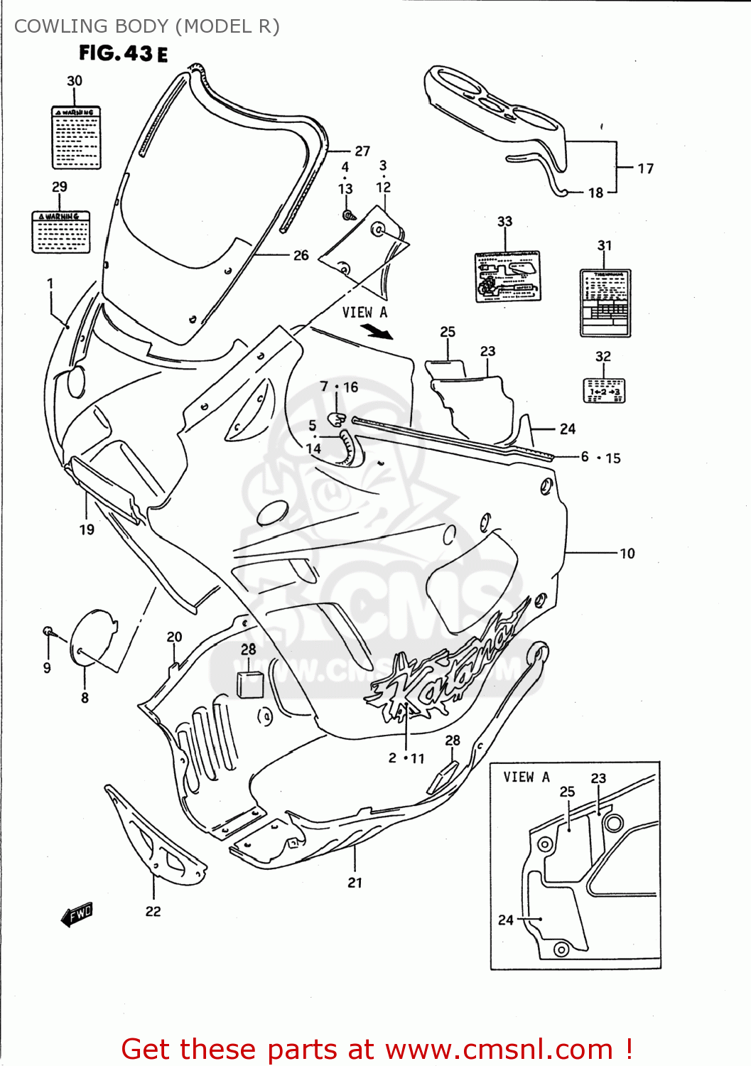 COWLING BODY (MODEL R) GSX750F KATANA 1992 (N) USA (E03)