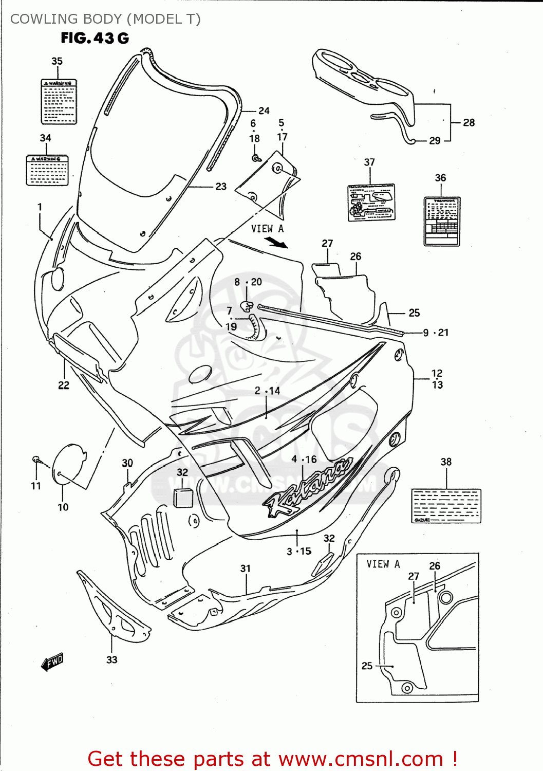 COWLING BODY (MODEL T) GSX750F KATANA 1992 (N) USA (E03)
