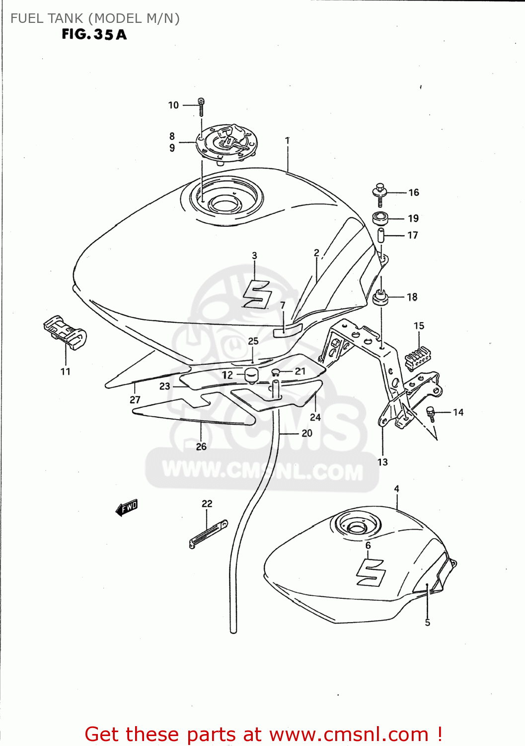 FUEL TANK (MODEL M/N) GSX750F KATANA 1992 (N) USA (E03)