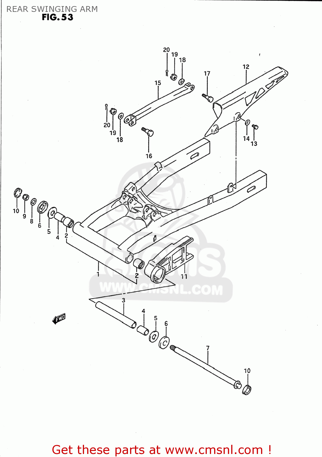 REAR SWINGING ARM GSX750F KATANA 1992 (N) USA (E03)