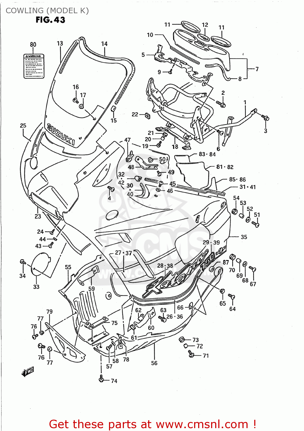 COWLING (MODEL K) GSX750F KATANA 1993 (P) USA (E03)