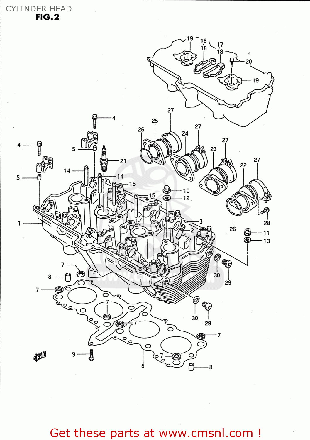 CYLINDER HEAD GSX750F KATANA 1994 (R) USA (E03)
