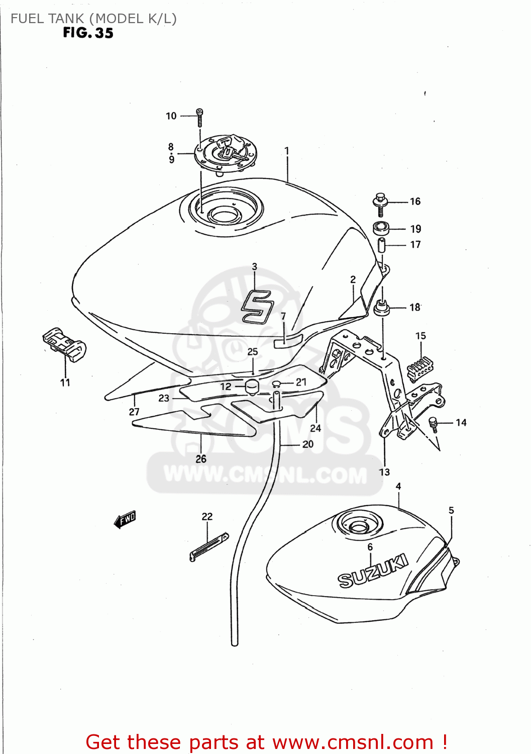 FUEL TANK (MODEL K/L) GSX750F KATANA 1994 (R) USA (E03)
