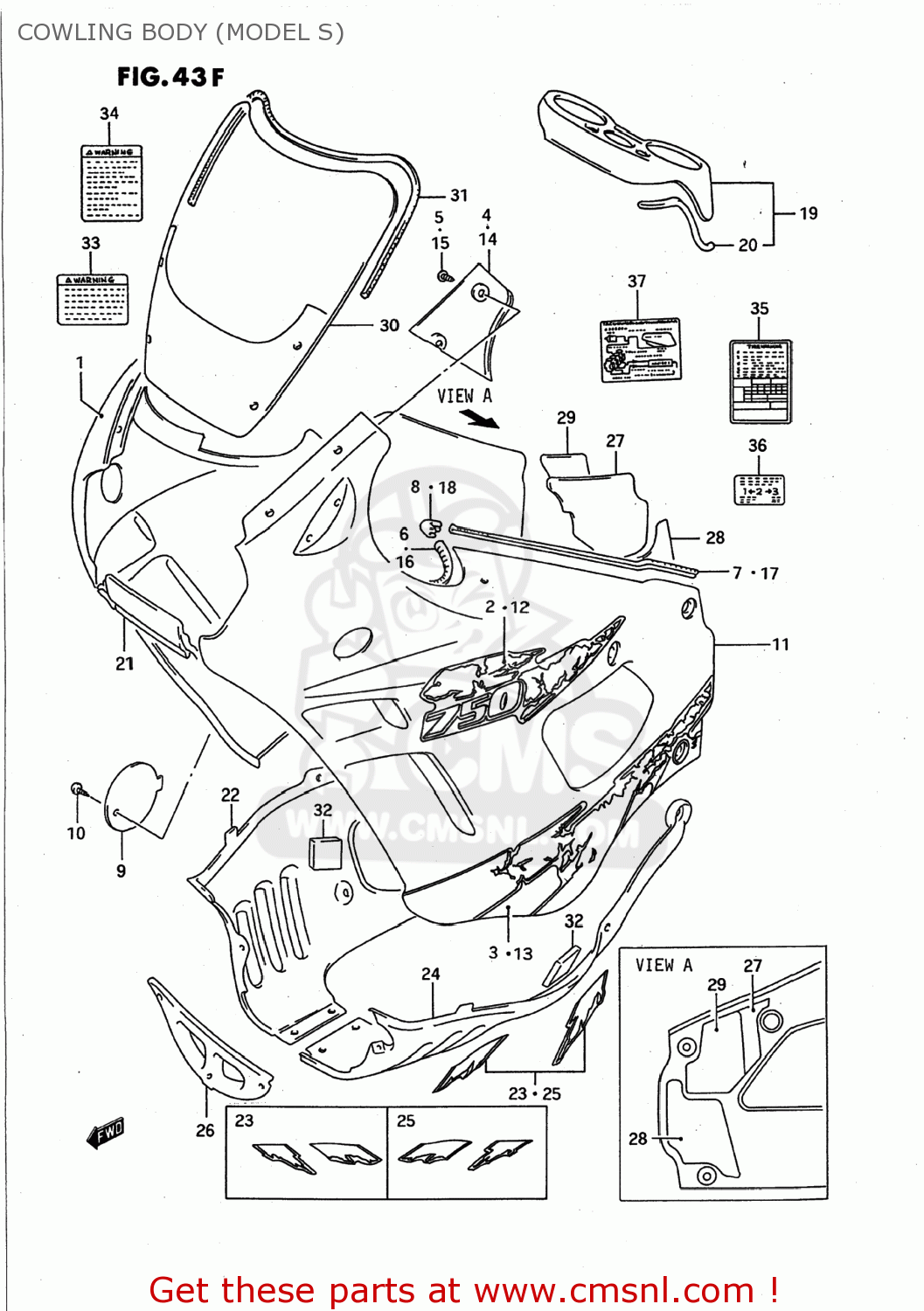 COWLING BODY (MODEL S) GSX750F KATANA 1995 (S) USA (E03)