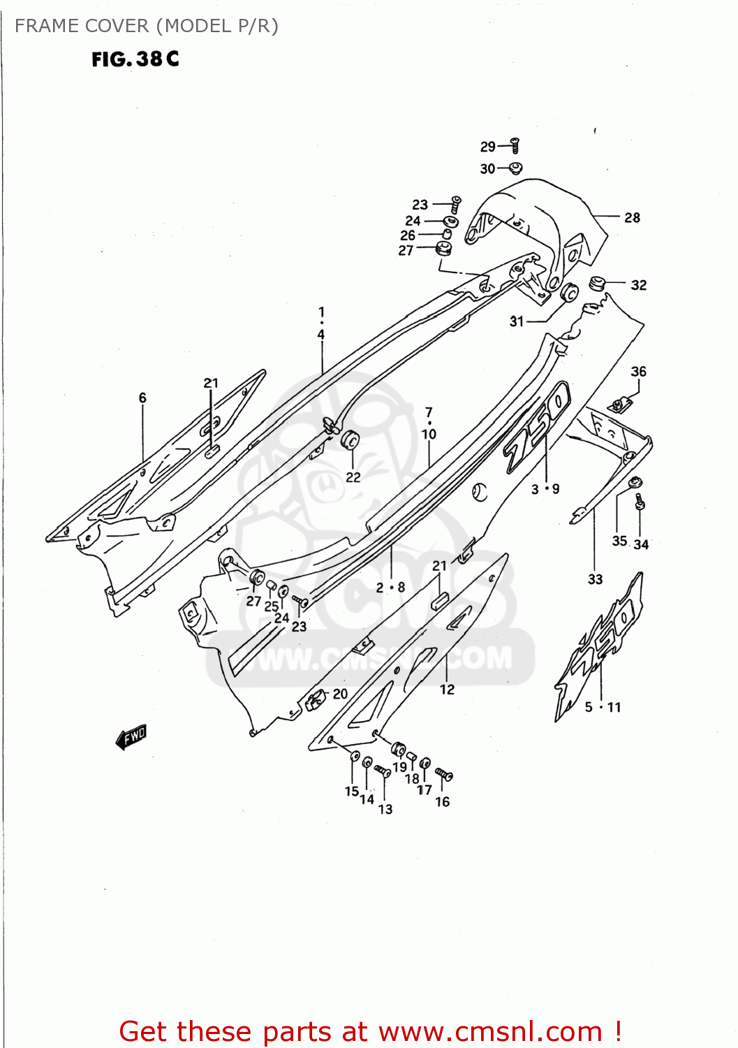 FRAME COVER (MODEL P/R) GSX750F KATANA 1995 (S) USA (E03)