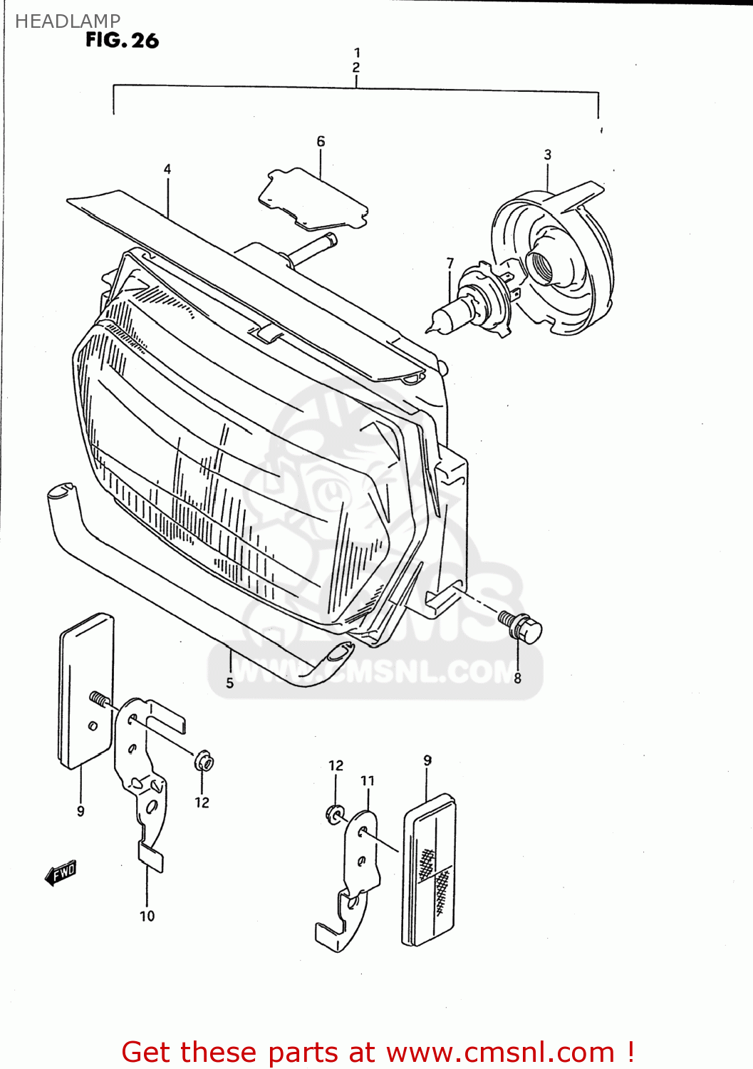 HEADLAMP GSX750F KATANA 1995 (S) USA (E03)