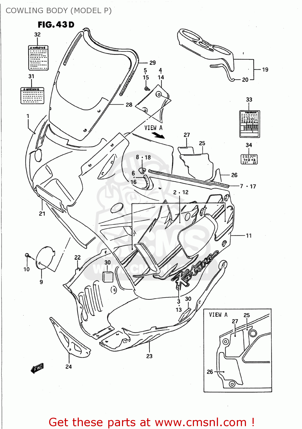 COWLING BODY (MODEL P) GSX750F KATANA 1996 (T) USA (E03)
