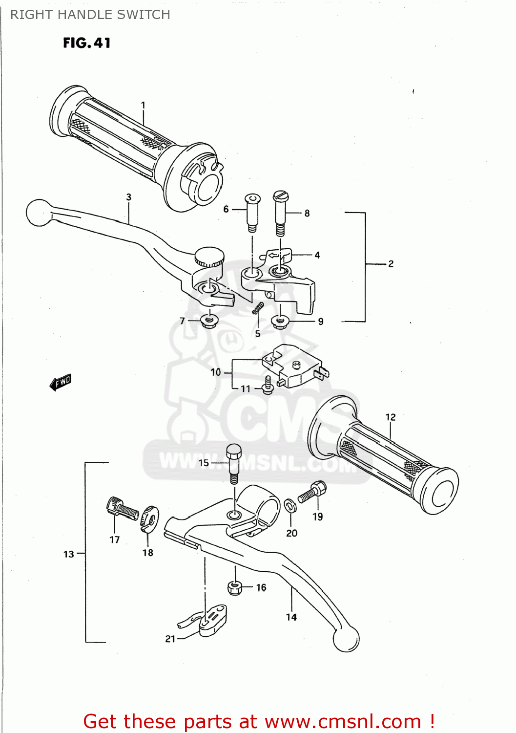 RIGHT HANDLE SWITCH GSX750F KATANA 1996 (T) USA (E03)