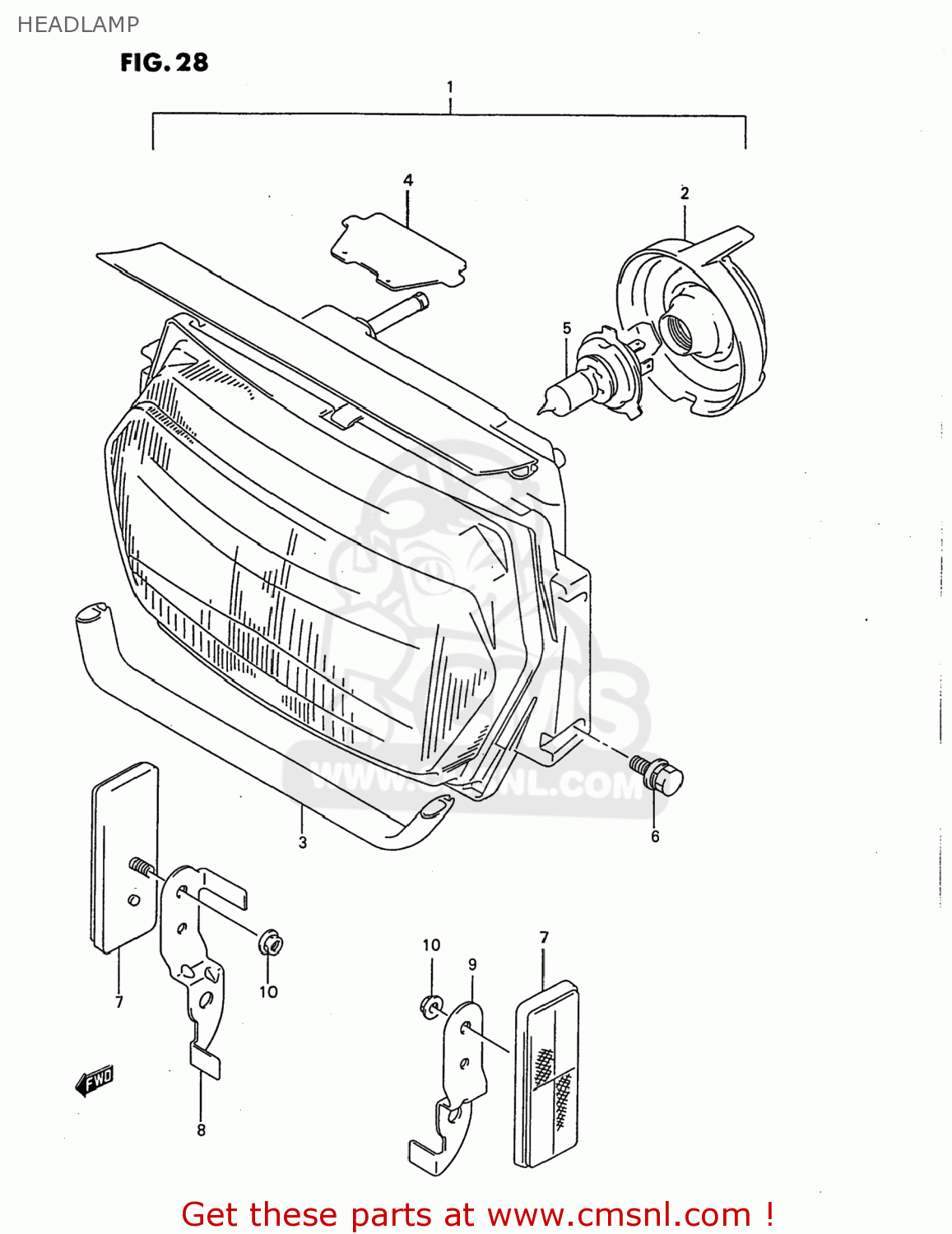 HEADLAMP GSX750F KATANA 1997 (V) USA (E03)