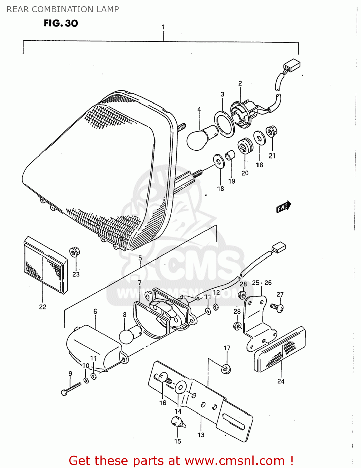 REAR COMBINATION LAMP GSX750F KATANA 1997 (V) USA (E03)