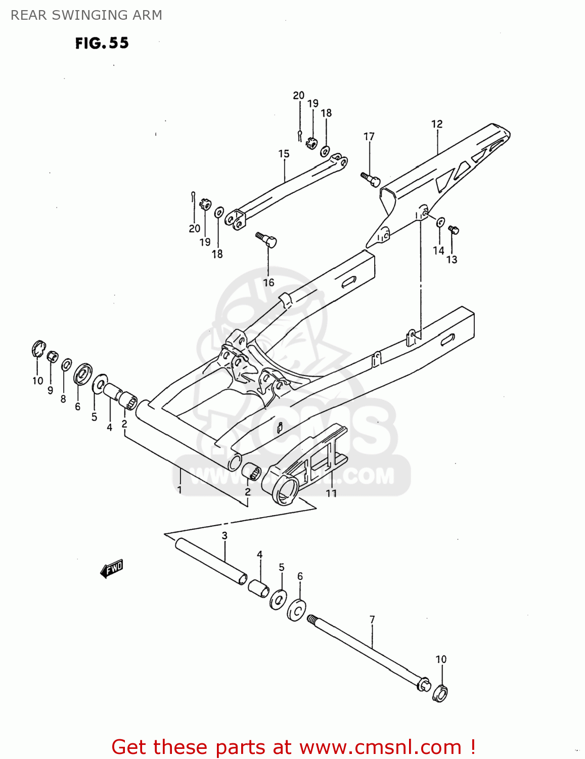 REAR SWINGING ARM GSX750F KATANA 1997 (V) USA (E03)