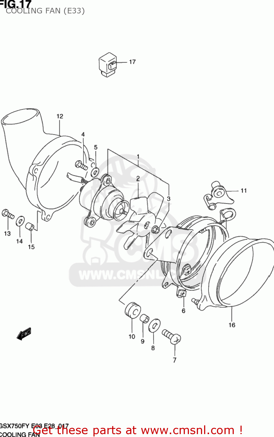COOLING FAN (E33) GSX750F KATANA 1998 (W) USA (E03)