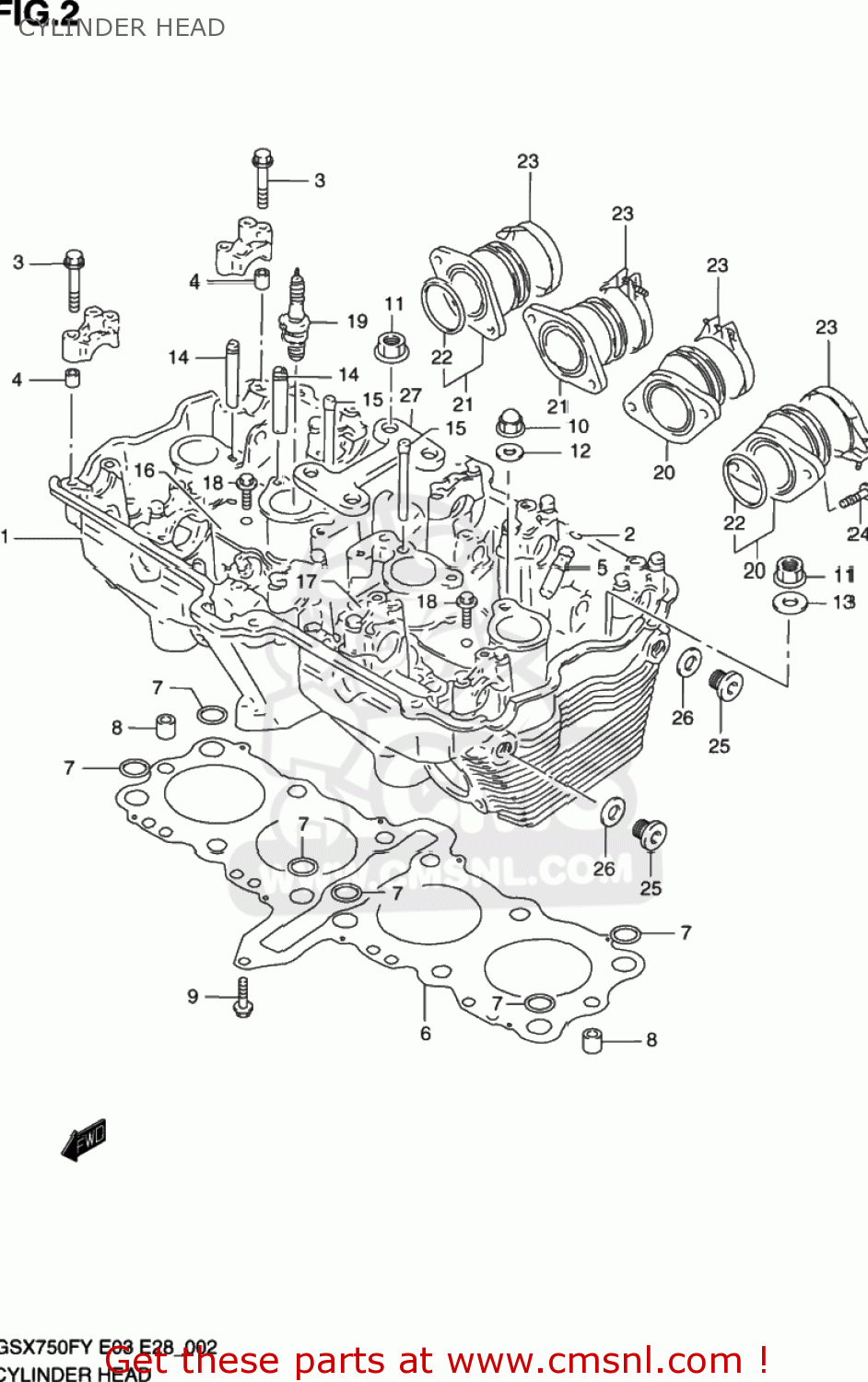 CYLINDER HEAD GSX750F KATANA 1998 (W) USA (E03)