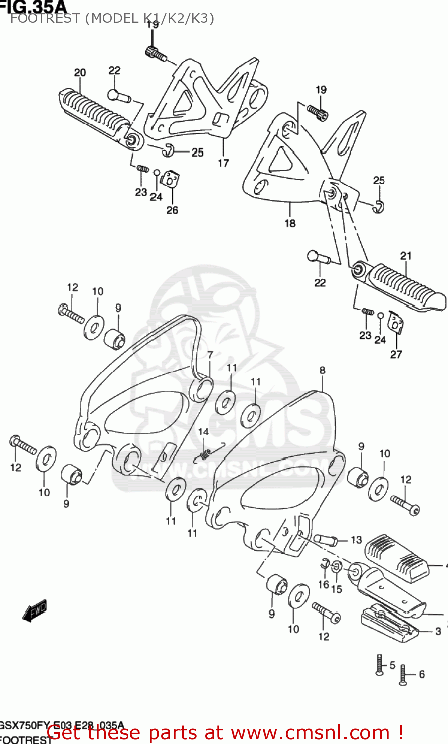 FOOTREST (MODEL K1/K2/K3) GSX750F KATANA 1998 (W) USA (E03)
