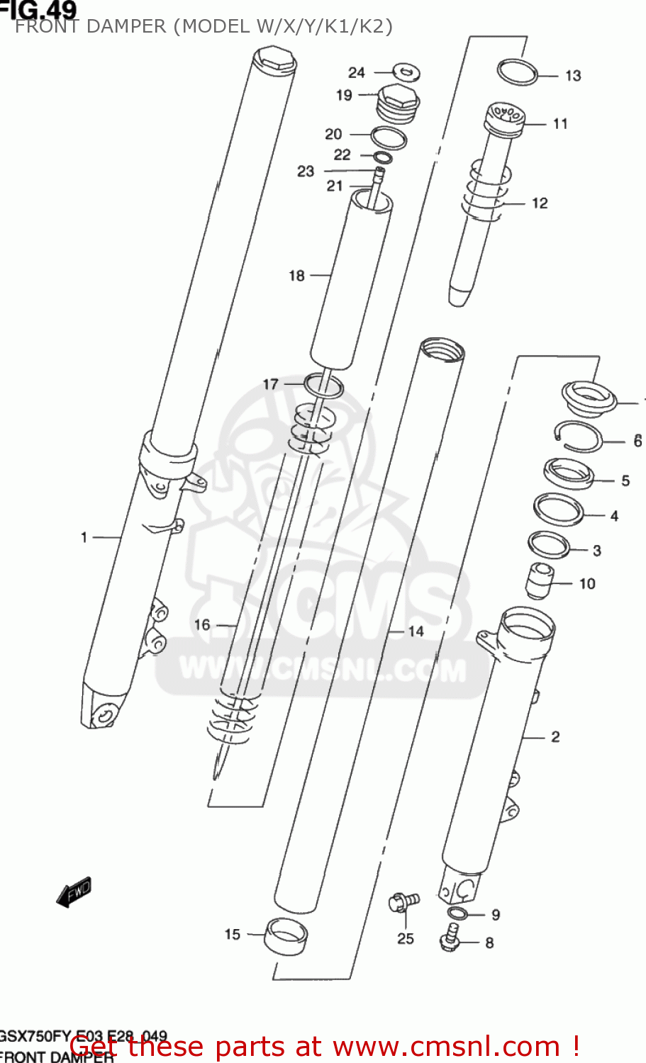 FRONT DAMPER (MODEL W/X/Y/K1/K2) GSX750F KATANA 1998 (W) USA (E03)
