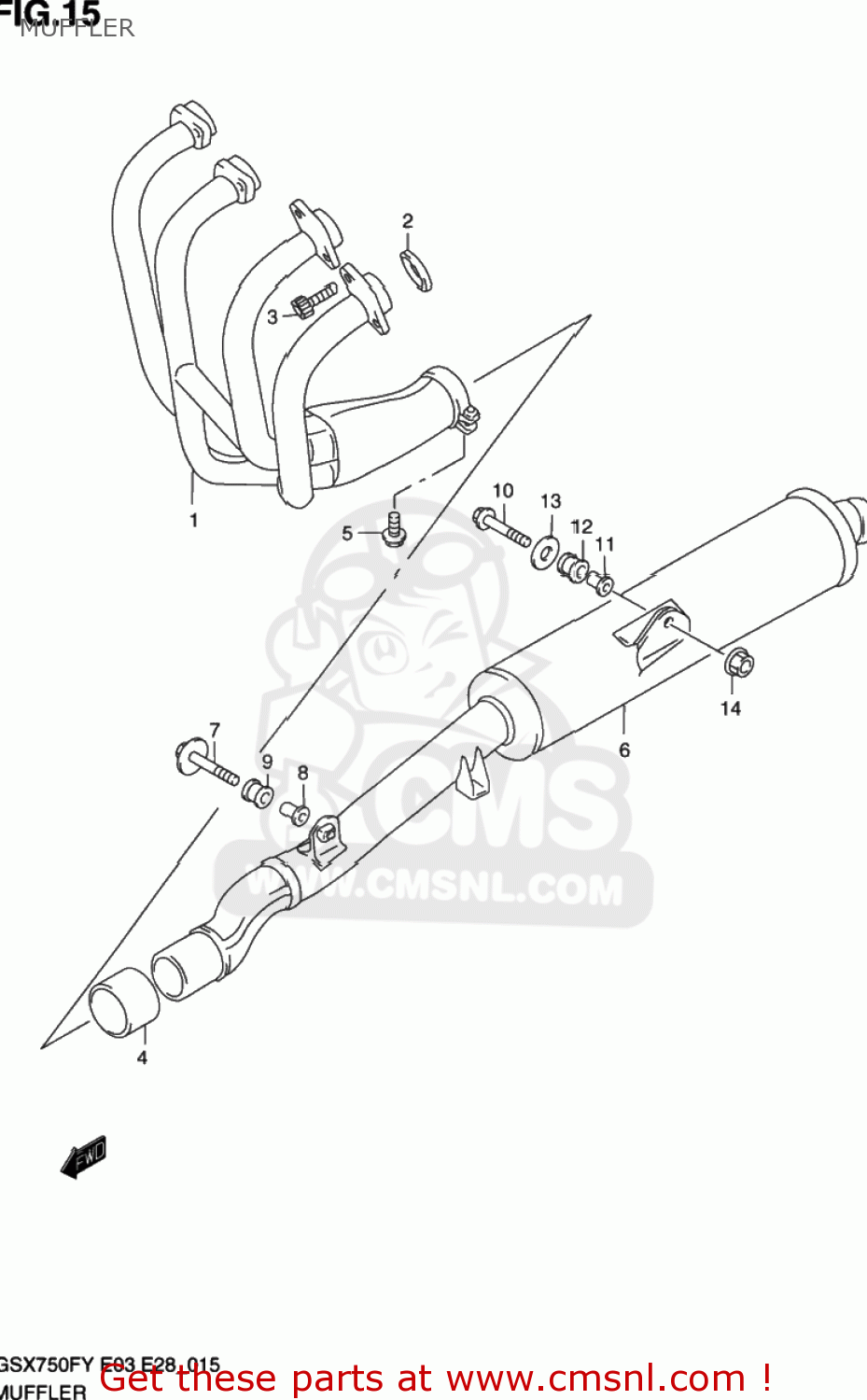 MUFFLER GSX750F KATANA 1998 (W) USA (E03)