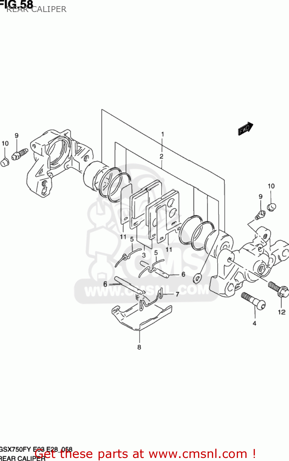 REAR CALIPER GSX750F KATANA 1998 (W) USA (E03)