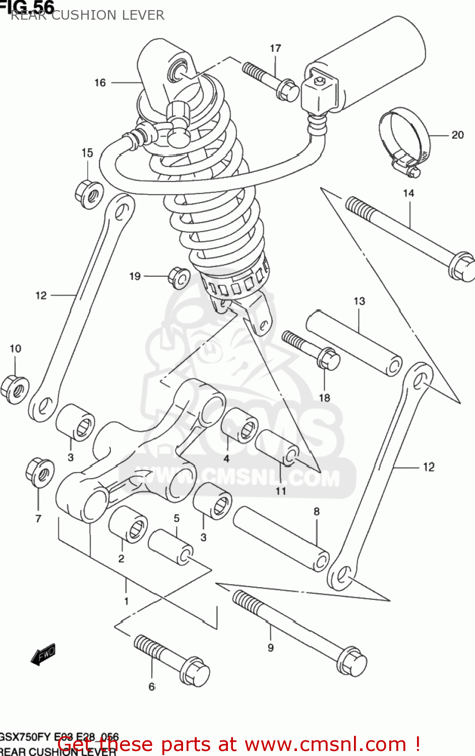 REAR CUSHION LEVER GSX750F KATANA 1998 (W) USA (E03)