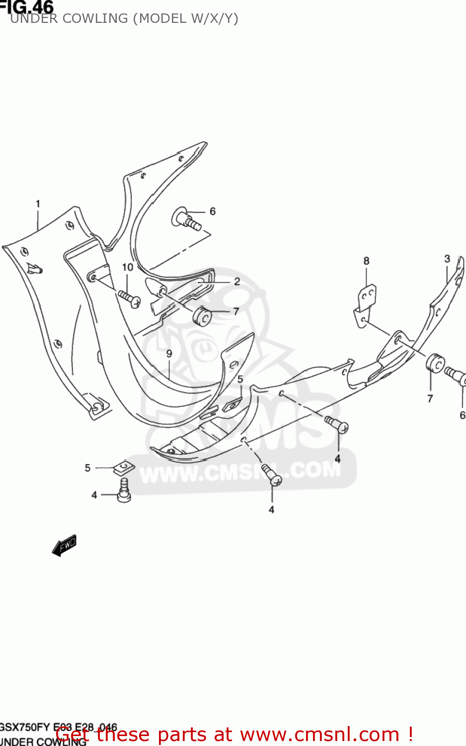 UNDER COWLING (MODEL W/X/Y) GSX750F KATANA 1998 (W) USA (E03)