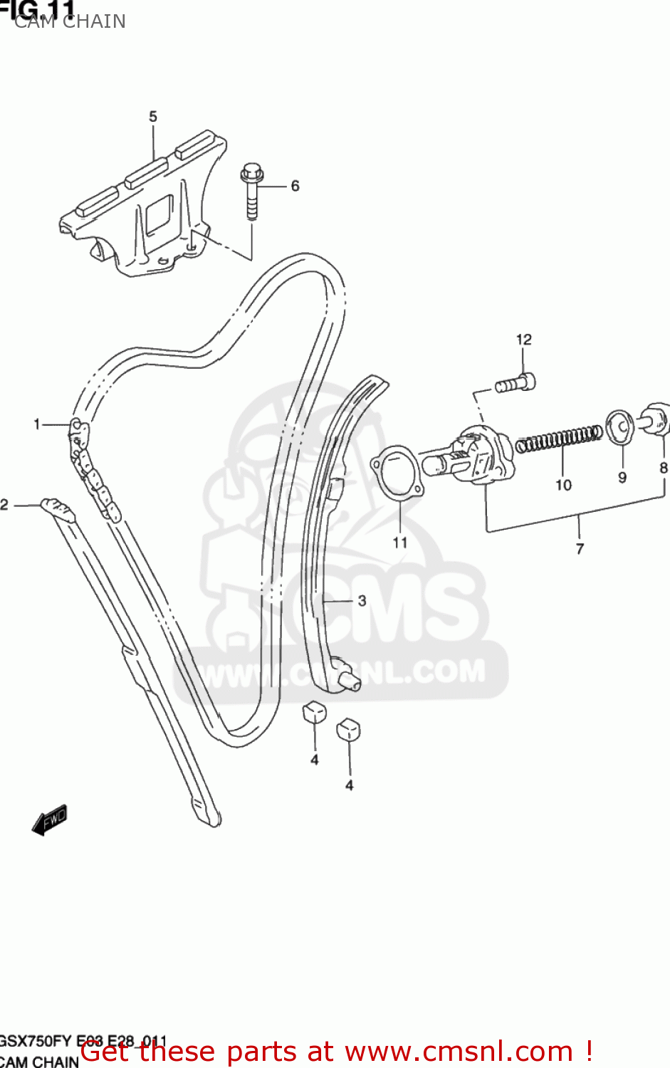 CAM CHAIN GSX750F KATANA 1999 (X) USA (E03)