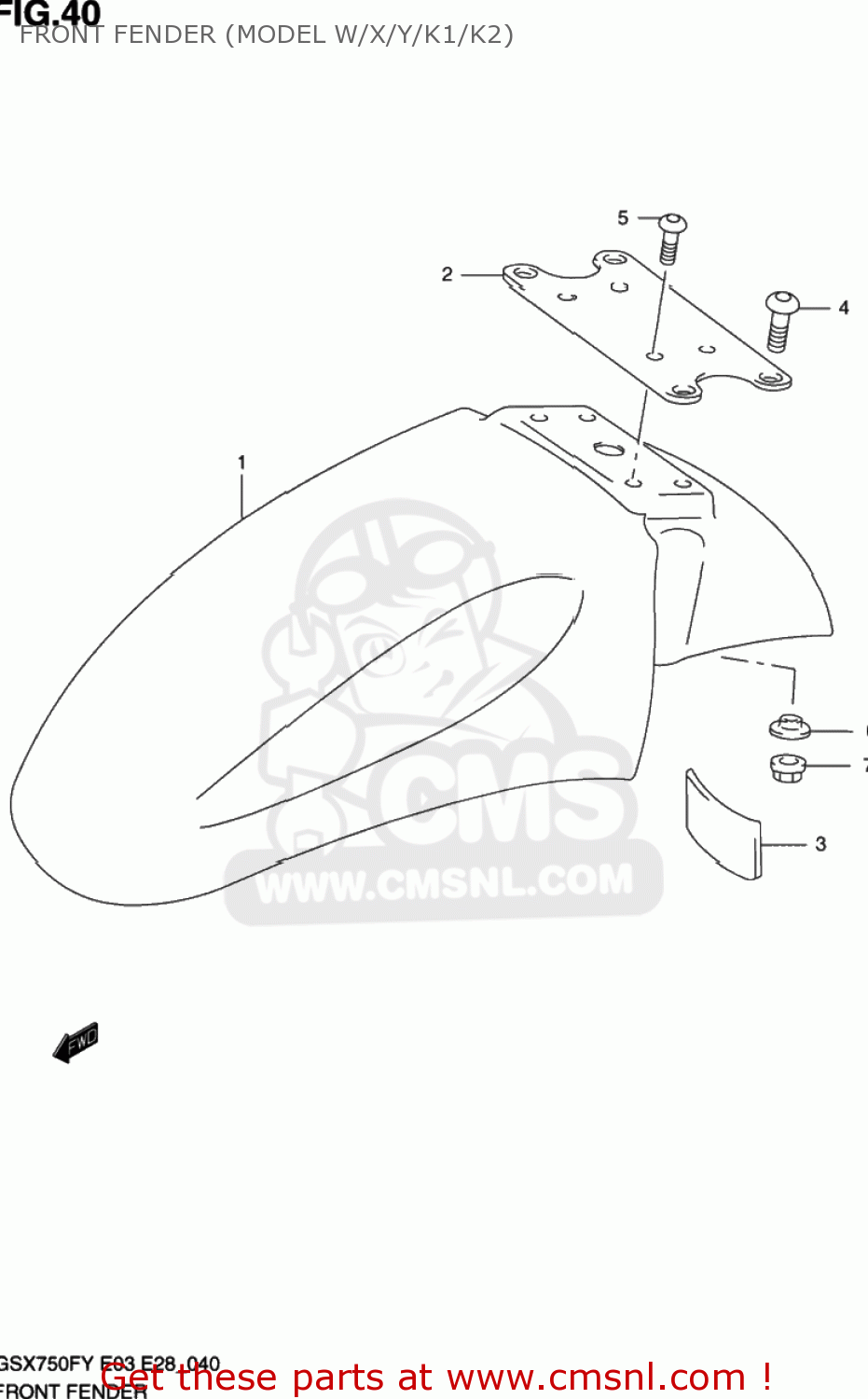 FRONT FENDER (MODEL W/X/Y/K1/K2) GSX750F KATANA 1999 (X) USA (E03)