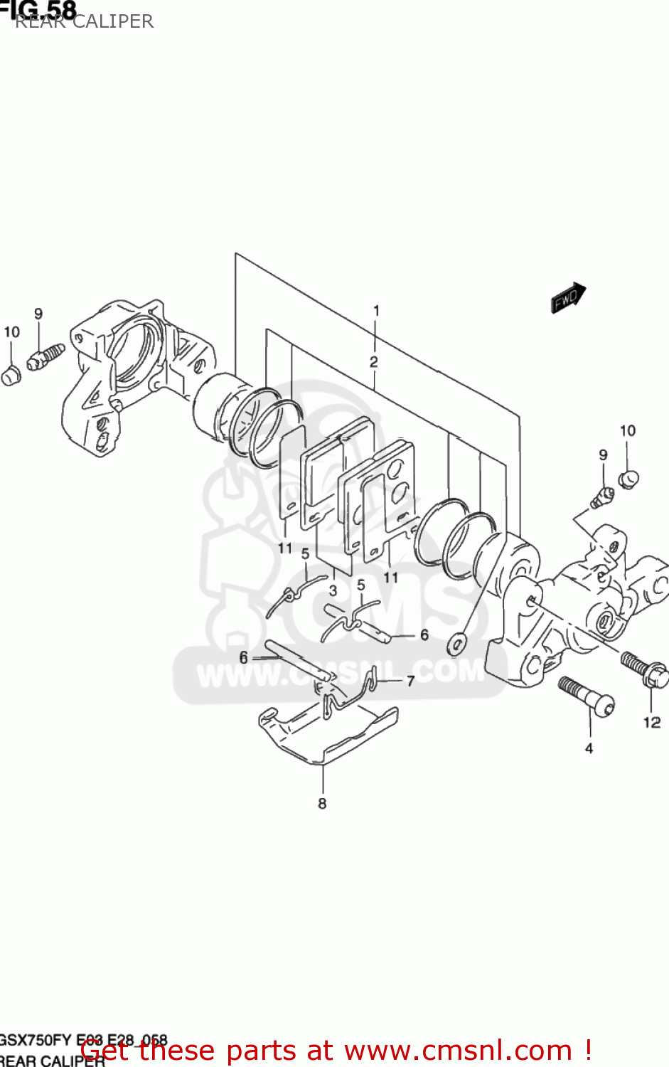 REAR CALIPER GSX750F KATANA 1999 (X) USA (E03)