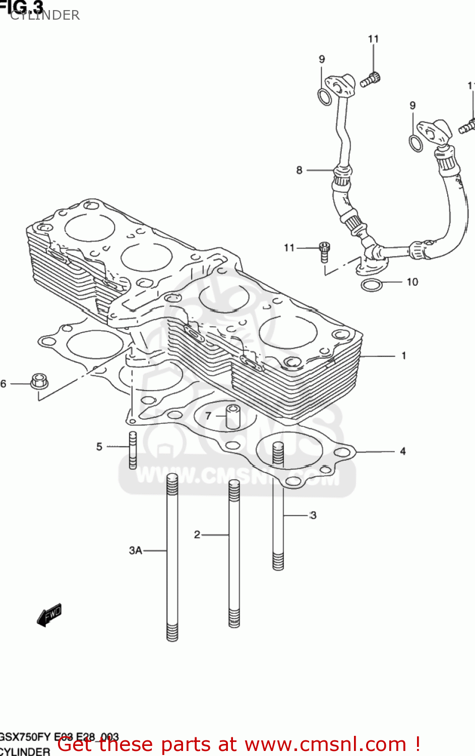 CYLINDER GSX750F KATANA 2000 (Y) USA (E03)