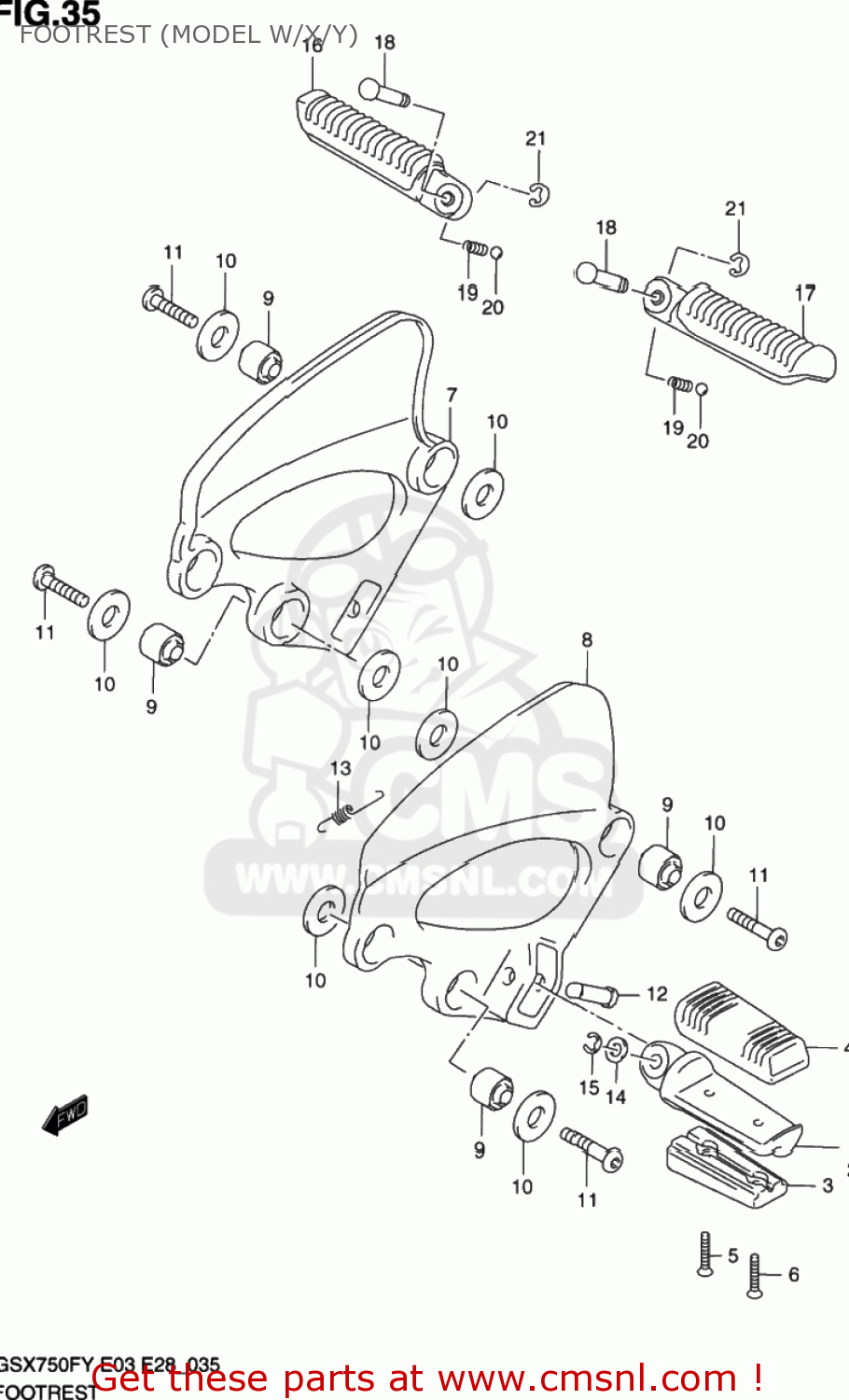 FOOTREST (MODEL W/X/Y) GSX750F KATANA 2000 (Y) USA (E03)