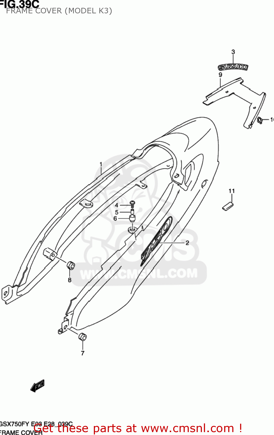 FRAME COVER (MODEL K3) GSX750F KATANA 2000 (Y) USA (E03)