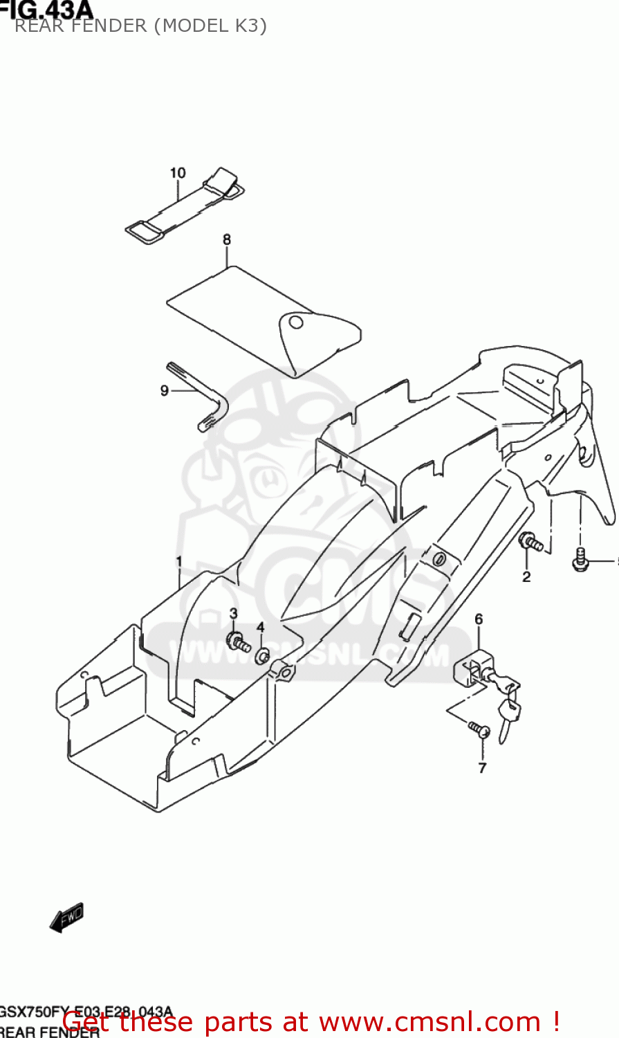 REAR FENDER (MODEL K3) GSX750F KATANA 2000 (Y) USA (E03)