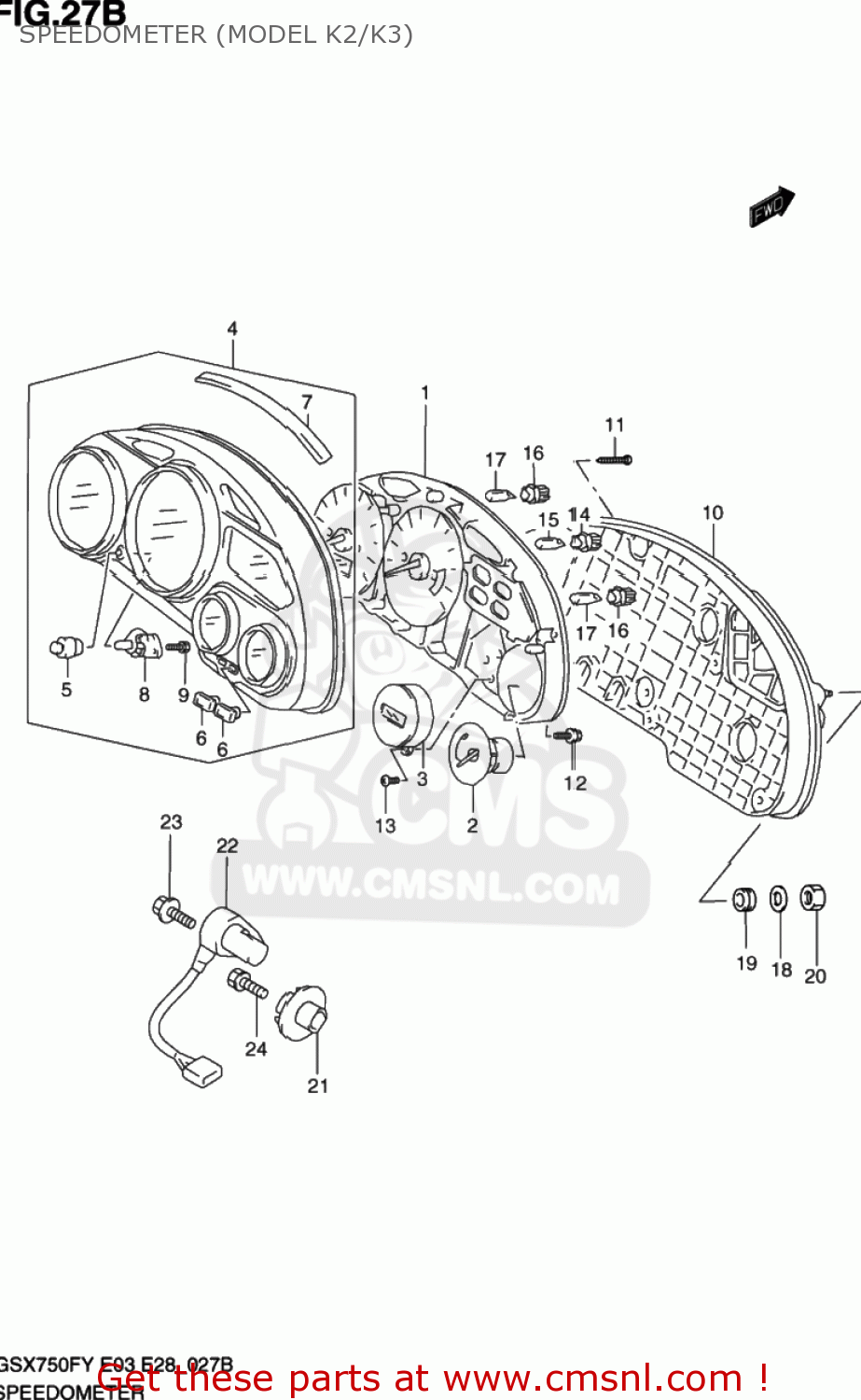 SPEEDOMETER (MODEL K2/K3) GSX750F KATANA 2000 (Y) USA (E03)