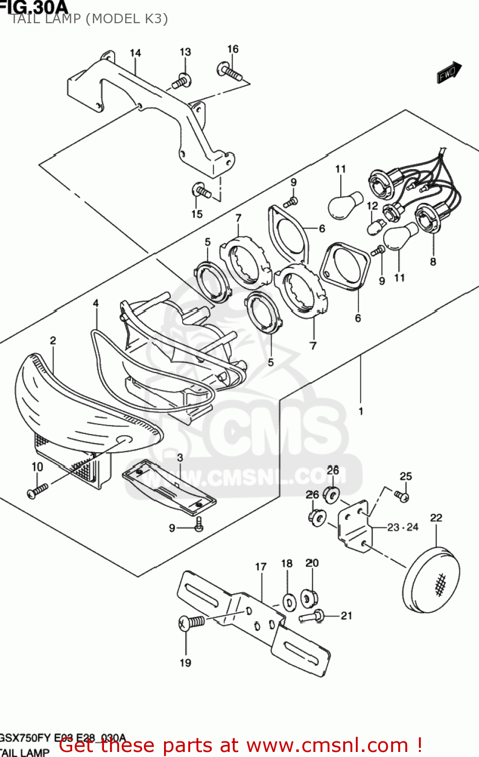 TAIL LAMP (MODEL K3) GSX750F KATANA 2000 (Y) USA (E03)