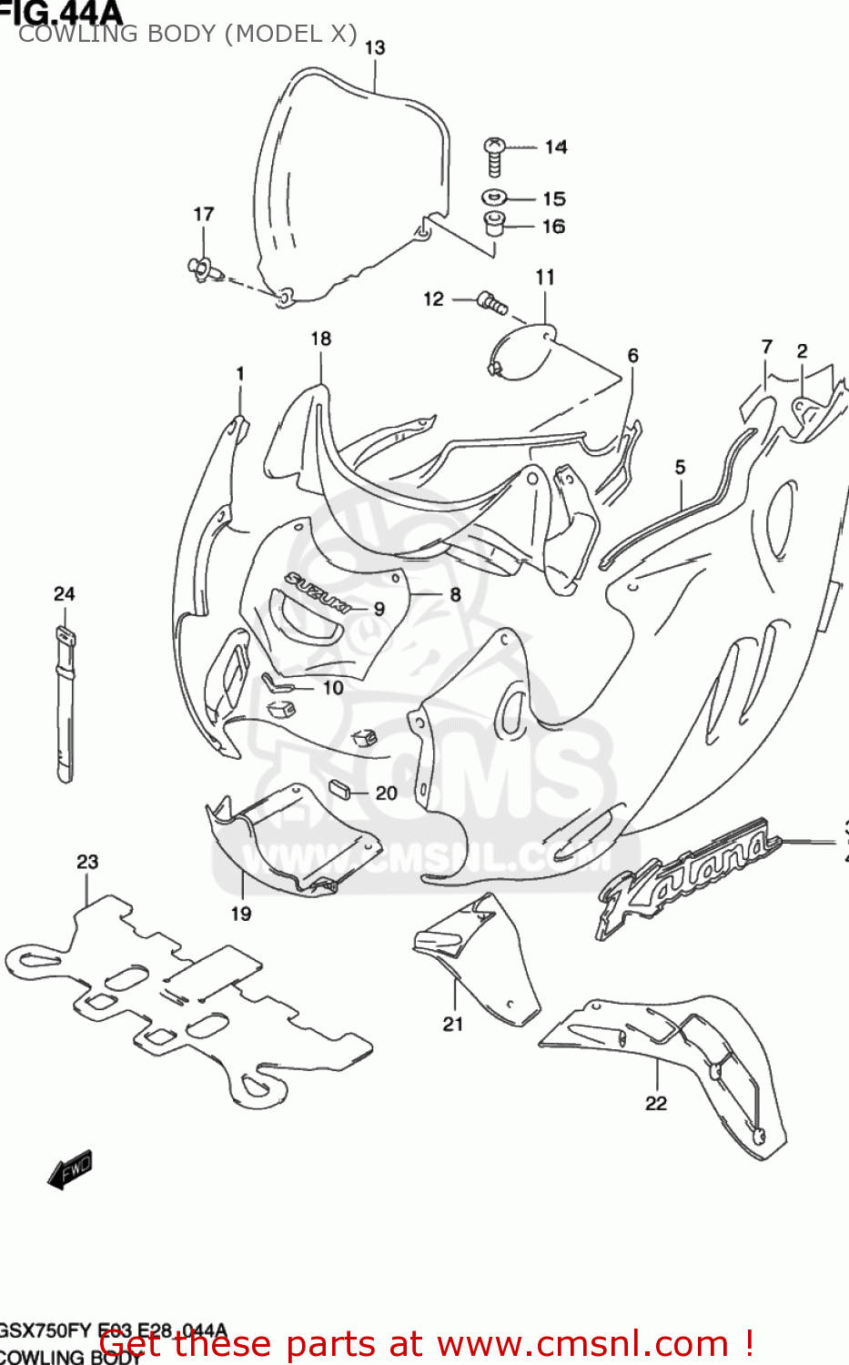 COWLING BODY (MODEL X) GSX750F KATANA 2001 (K1) USA (E03)