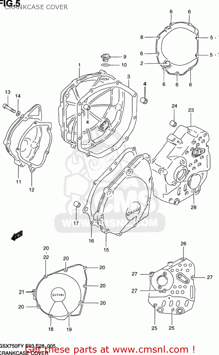 CRANKCASE COVER GSX750F KATANA 2001 (K1) USA (E03)