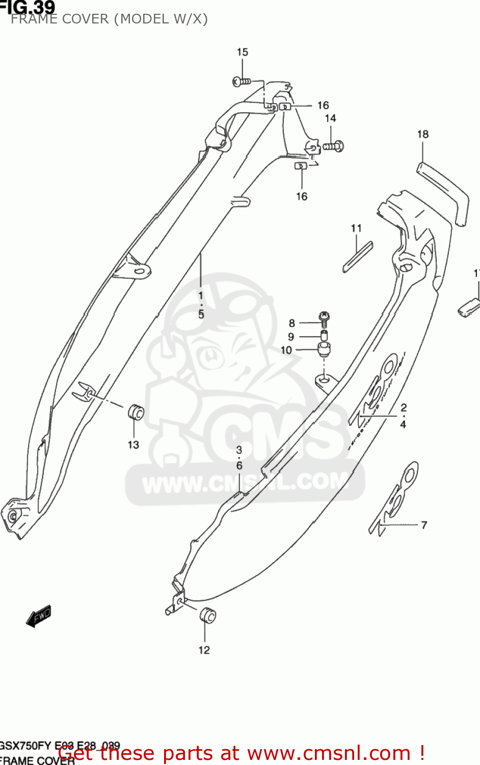 FRAME COVER (MODEL W/X) GSX750F KATANA 2001 (K1) USA (E03)