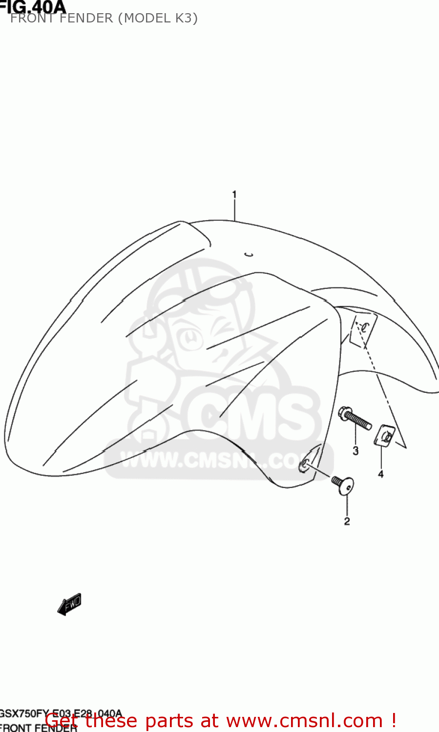 FRONT FENDER (MODEL K3) GSX750F KATANA 2001 (K1) USA (E03)