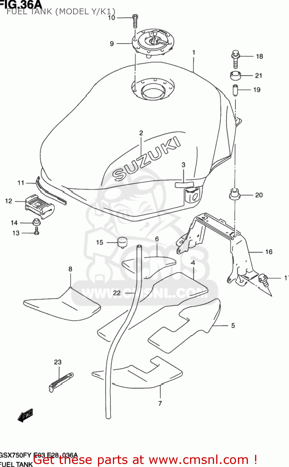 FUEL TANK (MODEL Y/K1) GSX750F KATANA 2001 (K1) USA (E03)