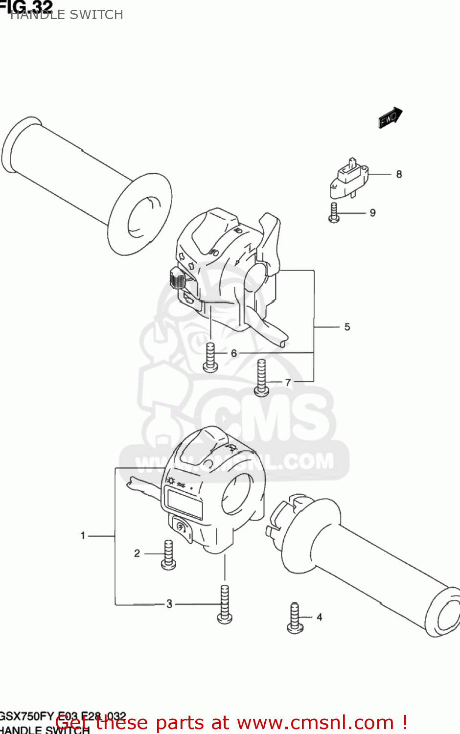 HANDLE SWITCH GSX750F KATANA 2001 (K1) USA (E03)