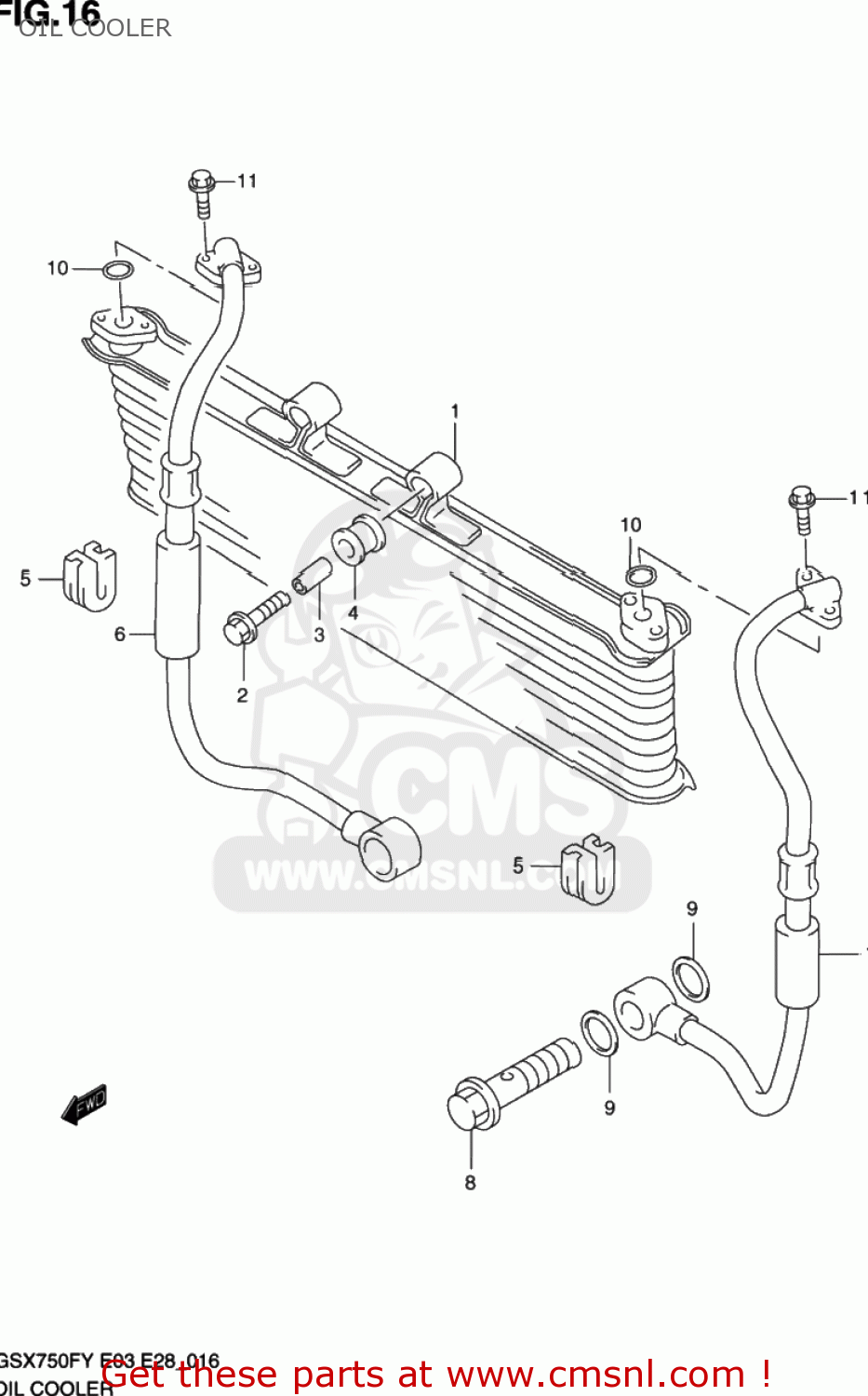 OIL COOLER GSX750F KATANA 2001 (K1) USA (E03)