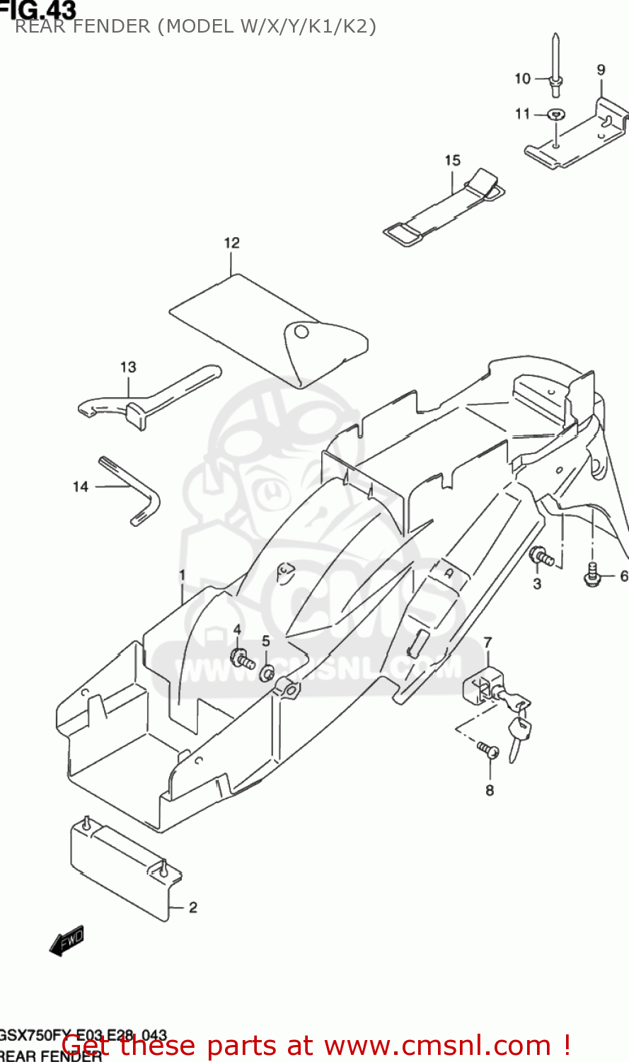 REAR FENDER (MODEL W/X/Y/K1/K2) GSX750F KATANA 2001 (K1) USA (E03)