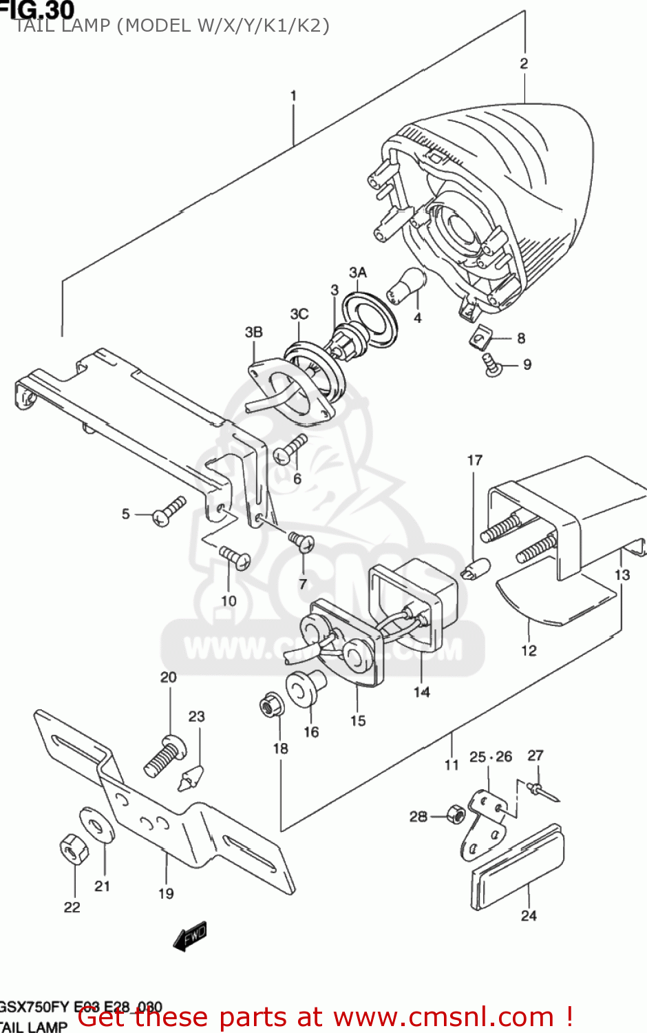 TAIL LAMP (MODEL W/X/Y/K1/K2) GSX750F KATANA 2001 (K1) USA (E03)