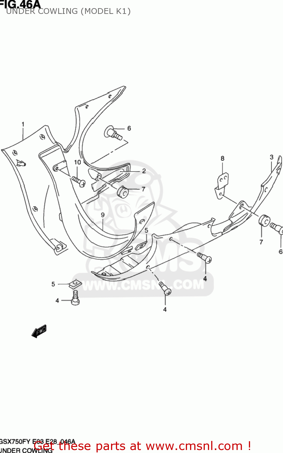 UNDER COWLING (MODEL K1) GSX750F KATANA 2001 (K1) USA (E03)