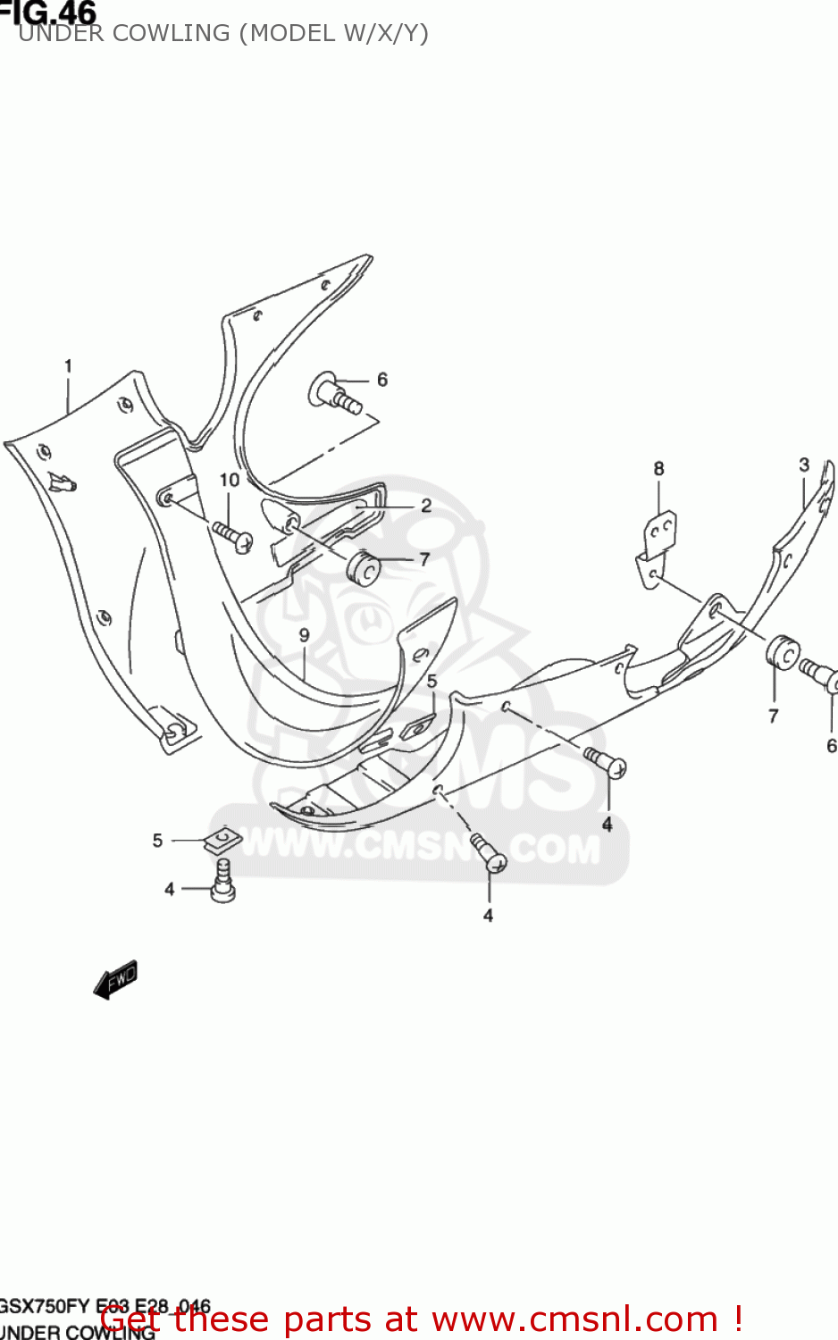 UNDER COWLING (MODEL W/X/Y) GSX750F KATANA 2001 (K1) USA (E03)