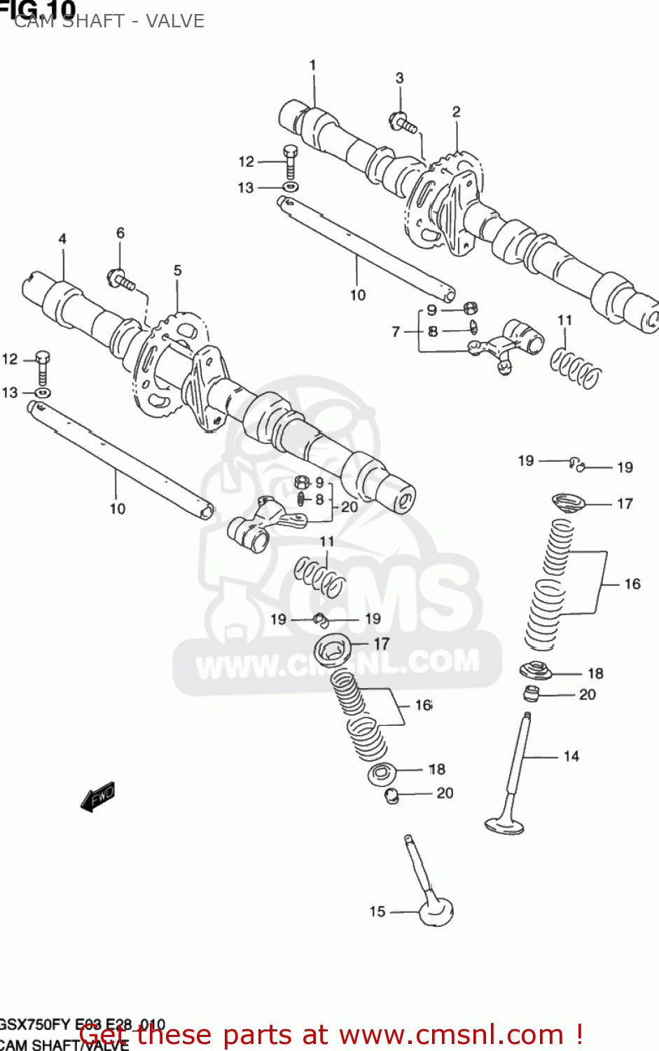 CAM SHAFT - VALVE GSX750F KATANA 2002 (K2) USA (E03)